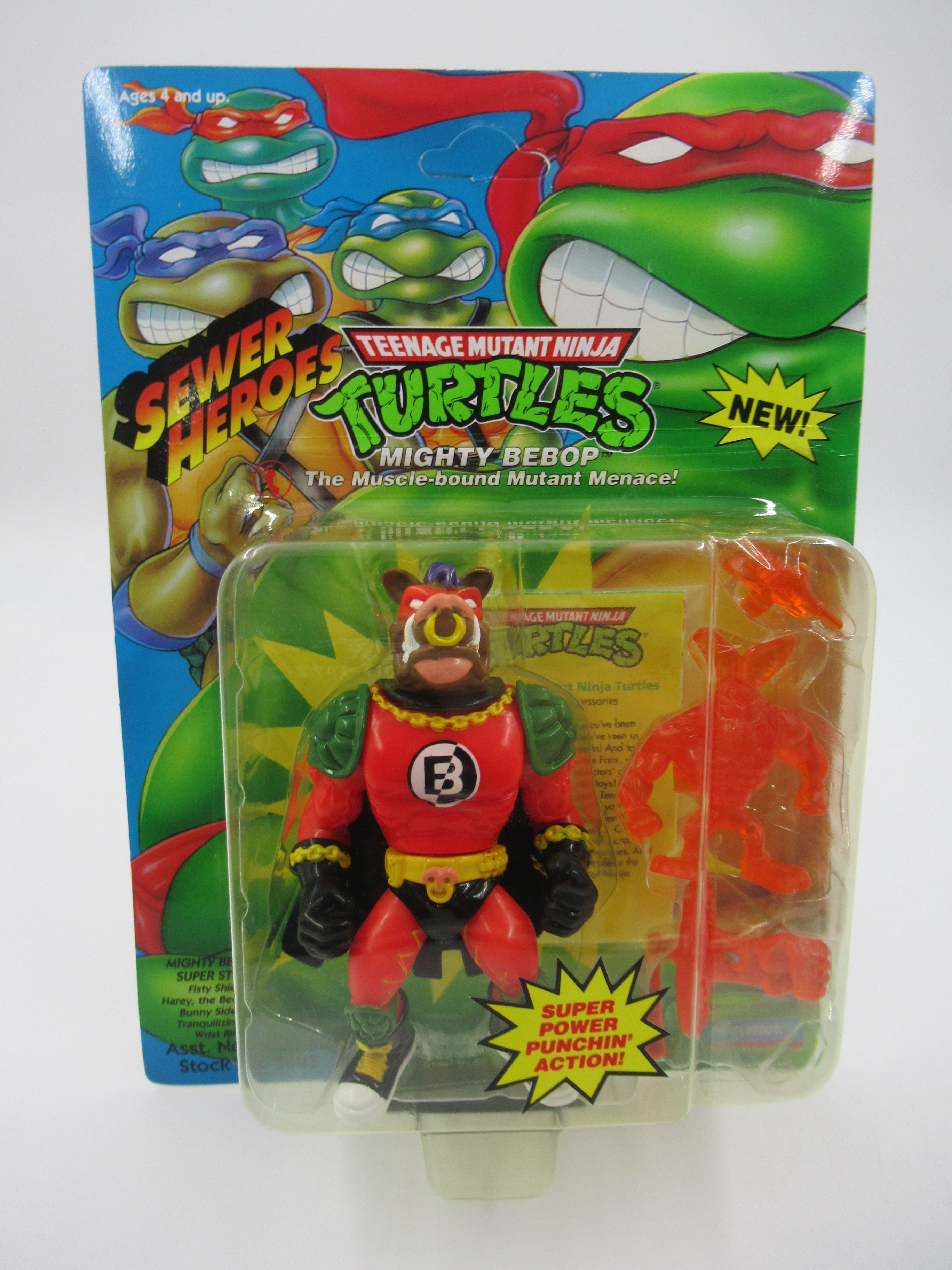 Teenage Mutant Ninja Turtles Sewer Heroes Mighty Bebop (Orange Weapons) 4.5" Figure TMNTs - Playmates (1993)